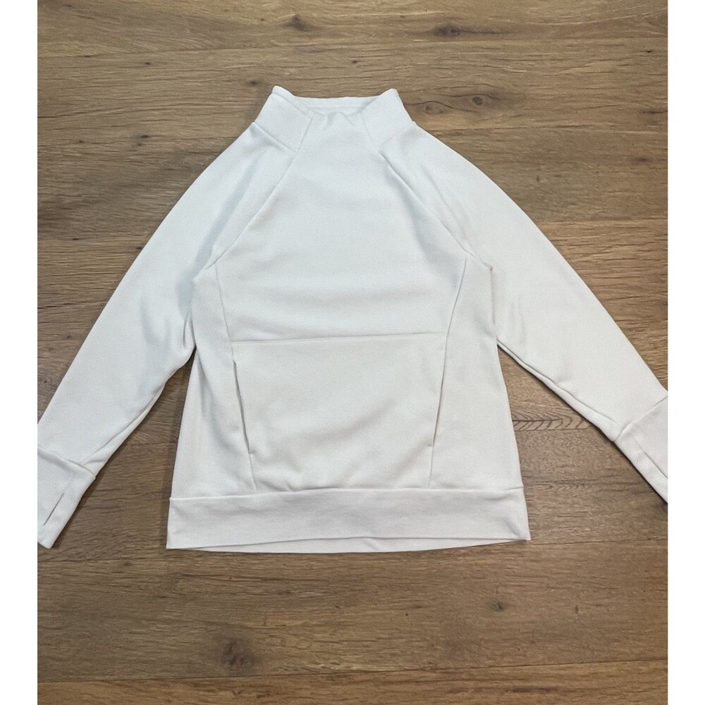 Fabletics Women's Mock Neck Fleece Pullover Sweatshirt Ivory Small